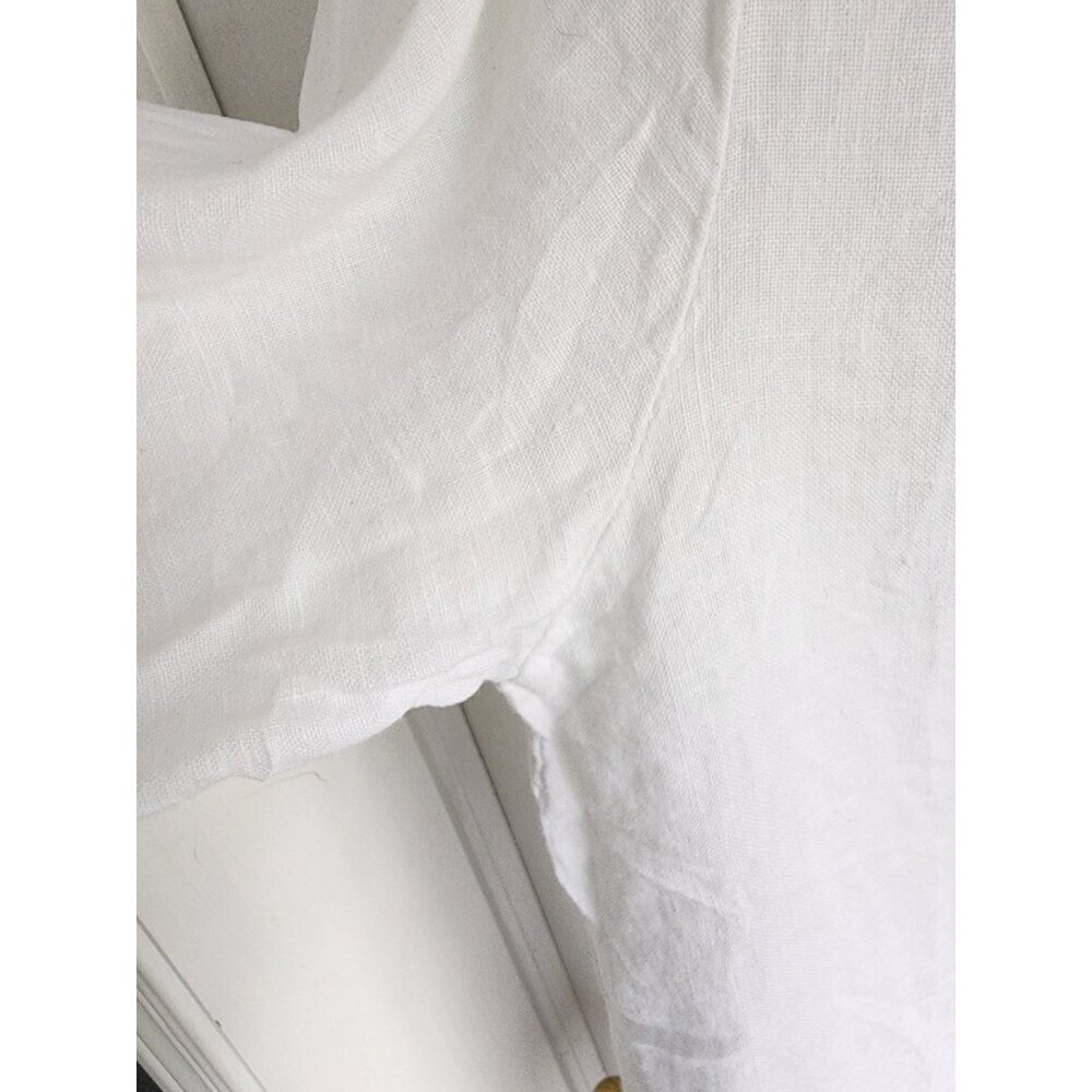 Terzo Millennio S Blouse Tunic Top 100% italian Linen Roll Tab Sleeve Lace Back - Picture 6 of 7
